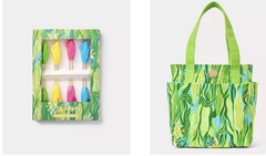 🌽 Lilly Pulitzer Corn Picks & Market Tote Bag In “Turquoise Tide Sweet Corn”