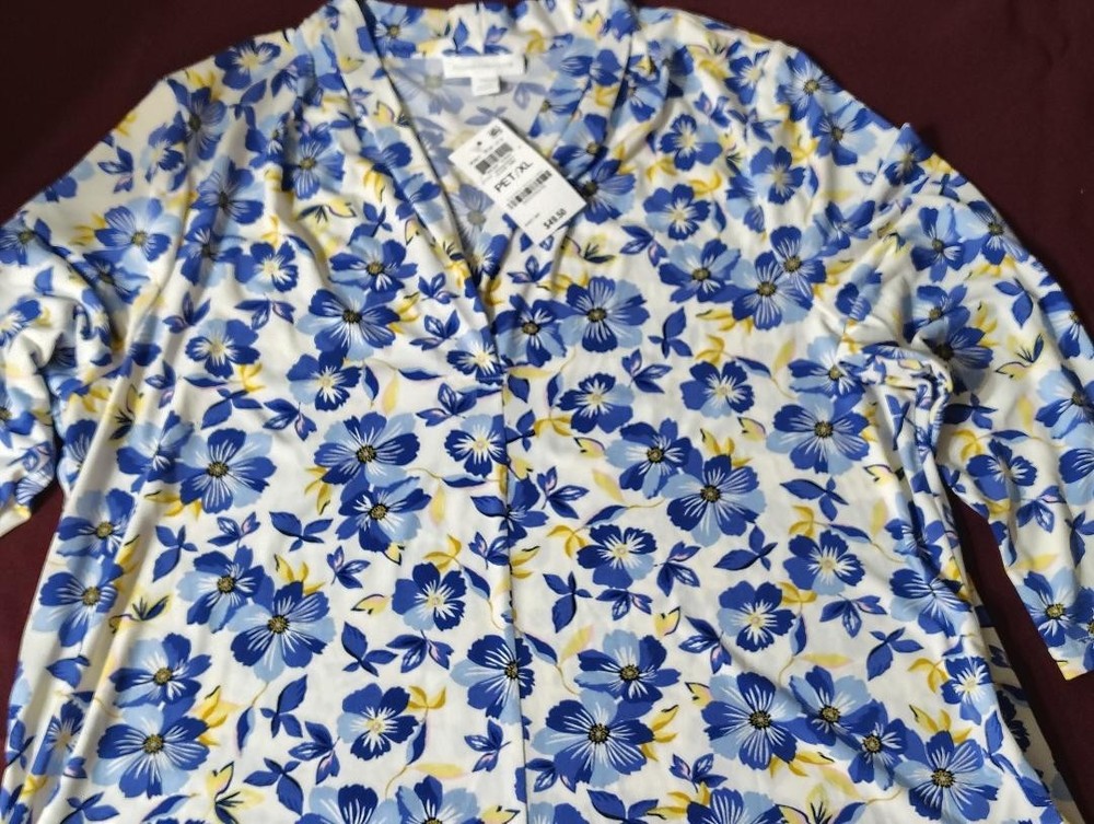 Charter Club Petite P XL Knit Top Blue Floral