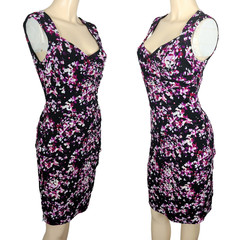 White House Black Market Dress Womens 8 Ruched Floral Instantly Slimming Sheath