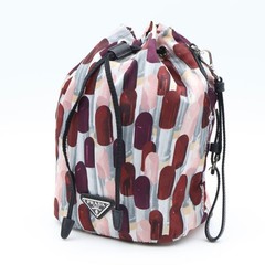 PRADA drawstring pouch with lip pattern in tessuto nylon