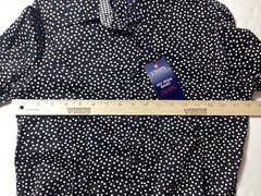 Women’s CHAPS NO IRON BLACK WHITE POLKA DOT BUTTON-UP TOP SHIRT SZ SMALL NEW