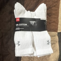 Under Armour Cotton Crew Socks Logo White/Gray Men Large 6 pairs