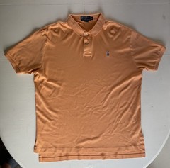 Ralph Lauren Polo Shirt Orange Peach Short Sleeve Classic Fit Mens Size XL