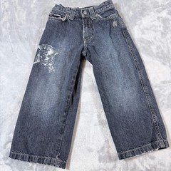 Disney Store Kids Jeans Size 4 Skull Graphic Denim Pants baggy botcut