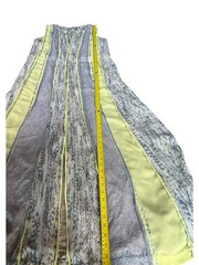 BCBG Silk Yellow Gray Maxi Dress Women’s Size L Sleeveless Elegant