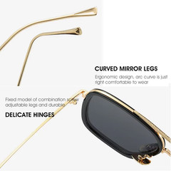 Retro Iron Man Sunglasses Tony Stark Glasses Square Metal Frame for Men Women