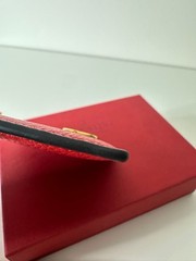 Valentino Garavani VLogo Red Leather Card Holder Wallet Gold Logo Box Dust Bag