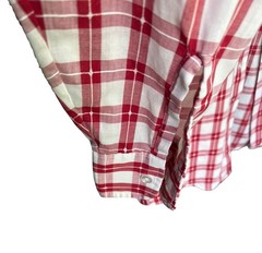 Vintage Humphrey House Van Heusen Plaid Button Up Shirt Red White Preppy 15.5×32