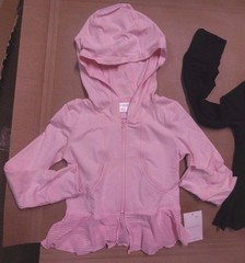 Capezio zip Juliet Peplum Hooded Jacket Black/Pink Castle back 10815C Ballet
