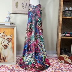 Y2k Cache Satin Beaded Sequin Open Back Formal Train Dress Fairy McBling Sexy 2