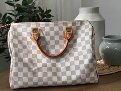 Louis Vuitton Damier Azur Checkered Zip-Top Speedy 35 Made in France