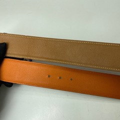 Hermes Pre-Owned Authentic Luxury Double-sided Leather Belt Brown Orange 85cm