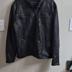 Wilson’s Leather Men’s Black Motorcycle Jacket Full-Zip Band Collar XL