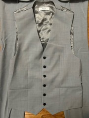 NWT! Mens Reiss Relief Slim Fit Single Button Peak Lapel 3-Piece Suit 38R 32W