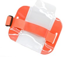 High Quality Reflective Arm Band Photo ID Badge Holder Vertical w/ Elastic Band