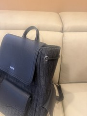 Dior Black Backpack Drawstring Flap Top Front Pocket