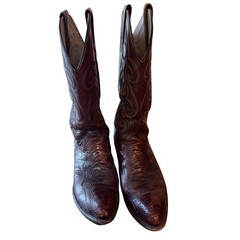 Dan Post Vintage Men’s Cowboy Boots Sz 8.5 EW Ostrich Leather Western Horses