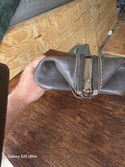 Brown Men’s Toiletry Bag Zip Closure Lined Top Handle Hot Stamped Initials