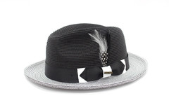 Men’s Bruno Capelo Fedora 100% Poly Braid Black and White MC-790