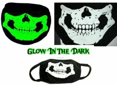 New Skull Black Face Mask Fashion Glows in the Dark Washable Reusable