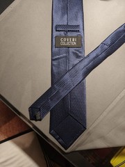 Coveri Collection – Navy Blue Solid Silk Jacquard Tie
