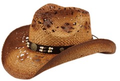 Cowboy Hat Eagle Beads Straw Vintage Studded Leather Western Concert Men’s Hat