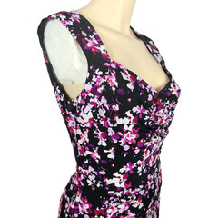 White House Black Market Dress Womens 8 Ruched Floral Instantly Slimming Sheath