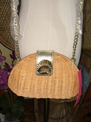 Lilly Pulitzer NWT Redford Wicker Crossbody Bag Natural