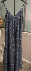 Elan Spaghetti Straps Resort Blue & White Maxi Dress Flowy Slit M Long Oversized