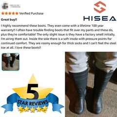 HISEA Men’s Knee Hign Rain Boots Steel Toe Waterproof Work Boots Garden Fishing