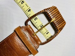 Axcess Leather Belt Made In Italy Brown Wide Woven Buckle Medium 26-30.5 inches