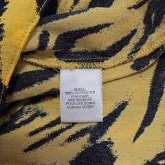 Ronny Kobo Yellow Black Tiger Animal Print Ruched Mini Dress Long Sleeve XS