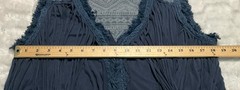 POL Women’s Small Steel Blue Frayed Fringed Vest Southwest Design Shirt Top
