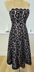 Tessuto Black/Pink Floral Lace Overlay Lined Sweetheart Fit & Flare Dress 4