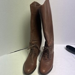 Argentinian Leather Knee Boots Brown Pull On Decorative LaceUp Size 7M VTG