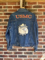 Early 90s true vintage hand made marines denim jacket with marine patches!!!