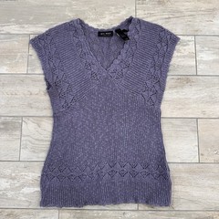 Axcess Liz Claiborne Vintage Y2K Lavender V-Neck Sweater Pointelle Knit. Size XL