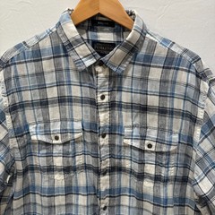 Pendleton Malone Linen Shirt Mens L Blue Plaid Short Sleeve Button Down Pockets