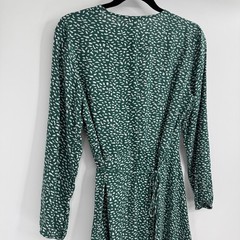Reformation Green Pattern Wrap Dress Mini Dress Long Sleeve Size Medium