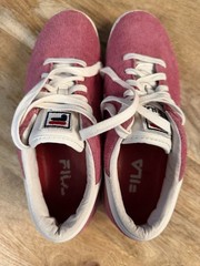 FILA Men’s Low Top Suede Lace Up Athletic Sneakers Pink/White Solid