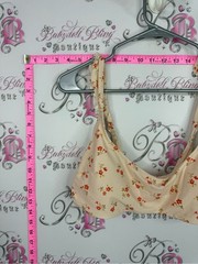 aerie bikini Beige Floral Bikini Top with Red-Orange Blossoms