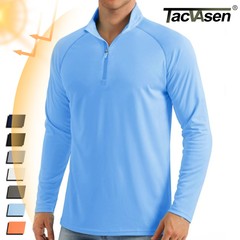 UPF50+ Men’s 1/4 Zip Sun Block UV Shirts Long Sleeve Performance Fishing T-Shirt