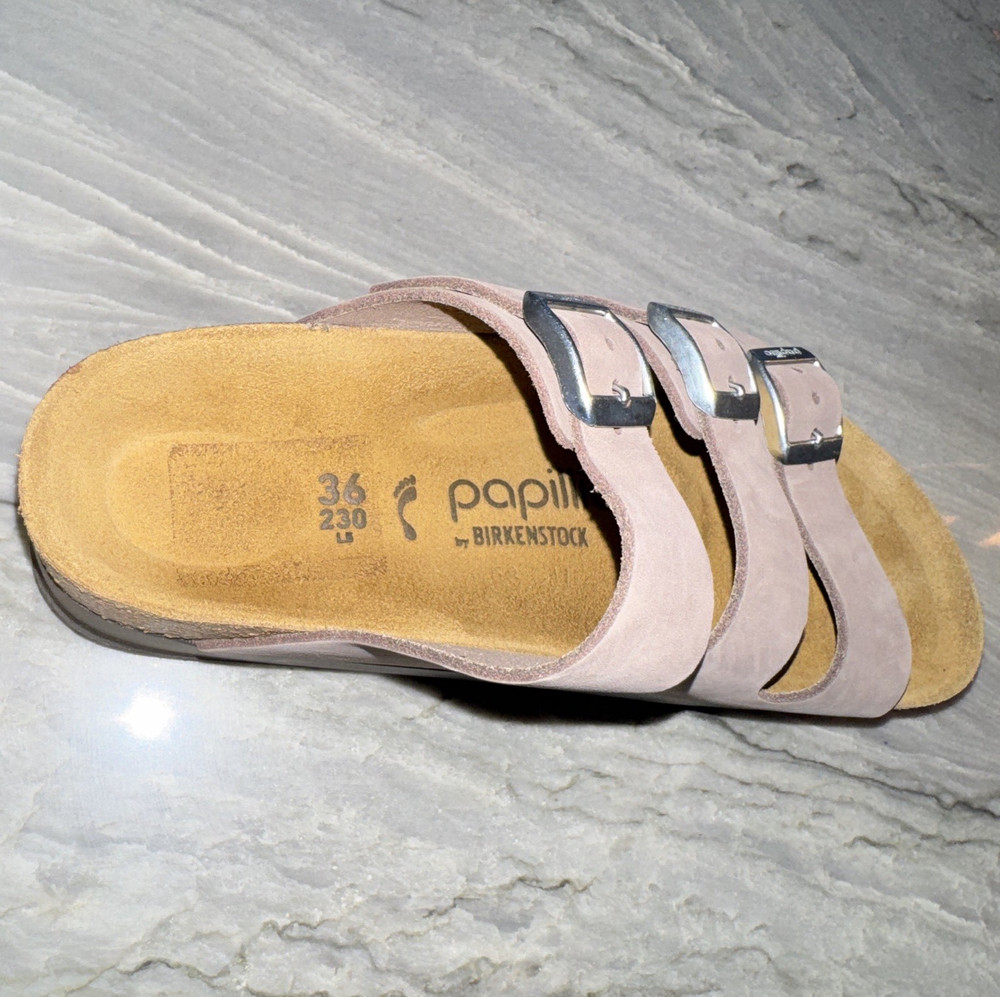 Papillio by Birkenstock Womens Pink Wedge Slide Sandals Buckle EU 36 Narrow