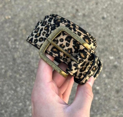 Vintage Style Cheetah Leopard Print Fur Belt American Western Boho Black and Tan
