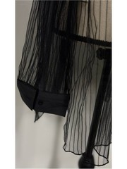 Shein Sheer Button Down Tunic Blouse Black Plus Size 1XL