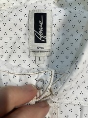 Howe Men’s Geometric Pattern Cotton Snap Shirt White Black Short Sleeve L