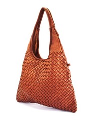 ITALIAN HAND-WOVEN VINTAGE-WASHED CALF LEATHER HOBO SHOULDER BAG – MADE IN ITALY