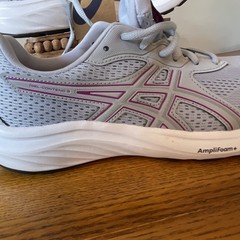 ASICS Gel Contend 9 Women’s Running Sneakers Gray/Purple Mesh Lace-Up Low Top