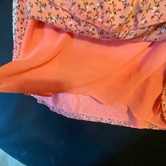 CeCe Puff-Sleeve Romantic V-Neck Tie-Waist Floral-Print Dress Size M