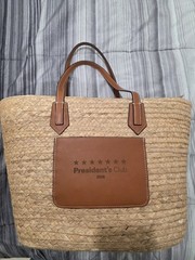 Logomark President’s Club 2026 Woven Tote Bag Brown Handles Hot Stamped Initials